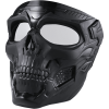 Skull Mask Full Face Tactical Masks For CS Survival Games Shooting Cosplay Movie Paintball Halloween Scary Masks - Black+ClearLens