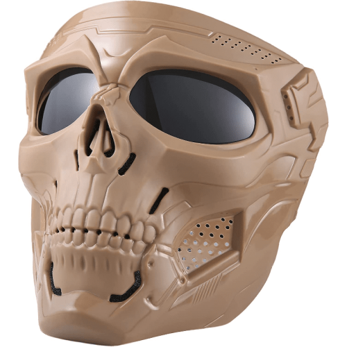 Skull Mask Full Face Tactical Masks For CS Survival Games Shooting Cosplay Movie Paintball Halloween Scary Masks - BrownGrey