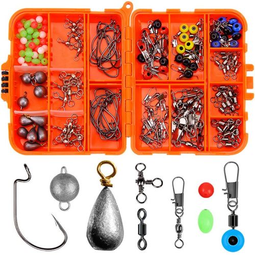 165pcs Fishing Accessories Kit With Box - Tangerine