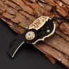Pocket Mini Knife With Vintage Skull Design; Outdoor Camping Survival Tactical Knife; Necklace Keychain EDC Tool - Black