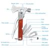Outdoor Survival Multitool 7in Folding Multifunctional Axe Hammer Plier Knife Tool Camping - Red