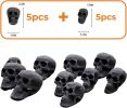 Ceramic Skulls for Fire Pit, Outdoor Fire Tables, 7pcs Reusable Spooky Imitated Human Skull Gas Log for Party, Bonfire,Campfires,Fireplaces, 3 inch -