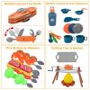 56Pcs Kids Camping Toy Set With Playtent Pretend Oil Lamp Telescope Bonfire Compass Role Play Camping Set - Multi-Color