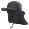 Wide Brim Sun Screen Hat With Neck Flap; Adjustable Waterproof Quick-drying Outdoor Hiking Fishing Cap For Men Women - Navy Blue - 58-60cm/22.83-23.62