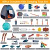 56Pcs Kids Camping Toy Set With Playtent Pretend Oil Lamp Telescope Bonfire Compass Role Play Camping Set - Multi-Color