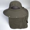 Wide Brim Sun Screen Fisherman's Hat With Neck Flap; Adjustable Waterproof Quick-drying Outdoor Hiking Fishing Cap For Men Women - Army Green - 58-60c