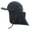 Wide Brim Sun Screen Hat With Neck Flap; Adjustable Waterproof Quick-drying Outdoor Hiking Fishing Cap For Men Women - Navy Blue - 58-60cm/22.83-23.62